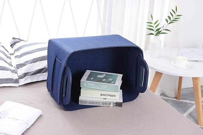Storage Basket Felt Storage Bin Collapsible& Convenient Box Organizer with Carry Handles for Office Bedroom Closet Babies Nur