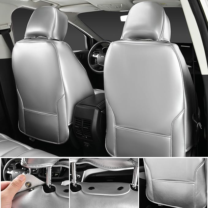 CAR PASS Ultra+ Nappa Leather Car Seat Covers Full Set Universal Cushioned, Soft Breathable Waterproof Anti-Slip Driver Seats