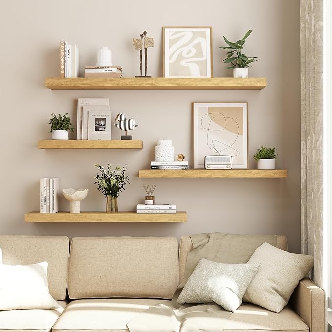 Dreamland Floating Shelves for Wall,8 Inch Deep Floating Shelves,24" W x 8" D Wall Shelves for Bedroom, Living Room, Kitchen,
