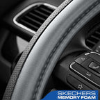 Skechers Steering Wheel Cover Memory Foam,Luxury Leather Steering Wheel Covers,Universal Anti-Slip Fit 14" 1/2-15" Car Wheel 