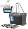 CleverMade Collapsible Tote Basket MAX (64L) – Extra Large Foldable Carry-All Storage Bin with Front Pocket, 60 lb Capacity L