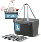 CleverMade Collapsible Tote Basket MAX (64L) – Extra Large Foldable Carry-All Storage Bin with Front Pocket, 60 lb Capacity L