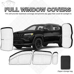 KMF 8pcs Thicken Sun Shades for Jeep Compass 2017-2025 Accessories,Compass Sunshade Full Car Window Covers for Windshield Side Rear, UV Block and Blackout Privacy for Camping Outdoor