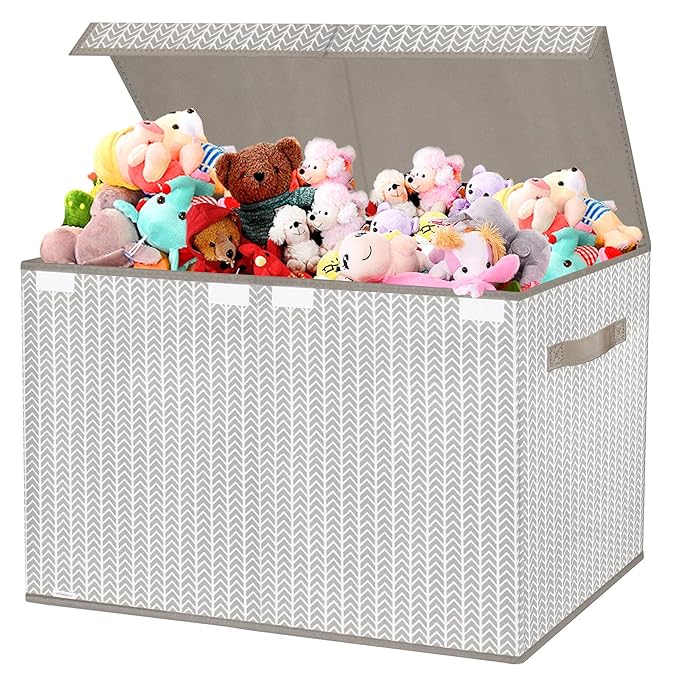 VERONLY Toy Box Chest Organizer Bins for Boys Girls Kids, Large Collapsible Fabric Storage Container with Flip-Top Lid & Hand