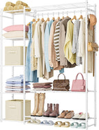 Wardrobe Closet,Portable Clothes Rack with 4 Tiers Shelves,Freestanding Closet Organizers and Storage System with Hanging Rod