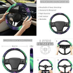 Galaxy Mushroom Car Seat Cover Full Set with Steering Wheel Cover Seat Belt Strap Pads Armrest Pad Coasters Keychain Lipstick Holder 13 PCS Automobile Accessory Interior Decor