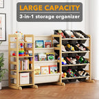 SpaceAid 3-in-1 Toy Storage Organizer with 4 Shelves and 12 Bins, Toy Organizers Storage 3-Tier Bookshelf, Kids Bin Shelf Box