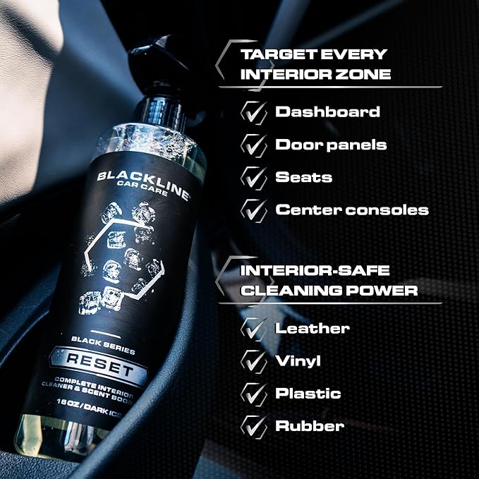 Blackline Luxury Scented Leather Interior Car Cleaner Reset Deep Cleans & Deodorizes All Surfaces, pH-Neutral High-Foam Formu