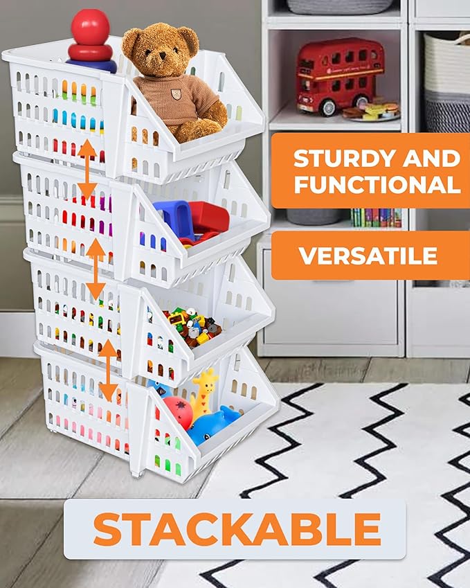 TidyFriend Small Stackable Storage Bins for Toy Organizer and Storage 12 Pack, Toy Storage Organizer for Kids Room and Home O