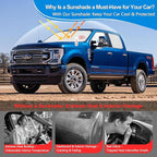 Front Side Window Sun Shade for 2017-2022 Fo-rd F250 F350 Super Duty Accessories 2Dr 4Dr Pickup, Foldable Window Sunshade Sun Visor Protector, Side Window Shades Sun Shield Blocks UV Rays Heat