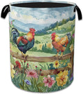 Rooster Laundry Hamper Farm Floral Laundry Basket Collapsible Portable Clothes Toy Storage Bin for Bathroom Bedroom Room Deco