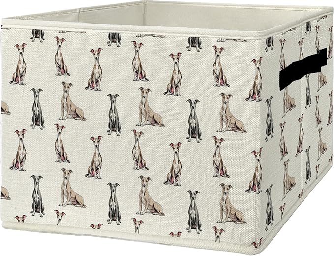 Greyhound Gifts Storage Bins & Boxes with Handles, Dog Foldable Basket for Organizing Dog Lovers Owners, Greyhound Christmas 