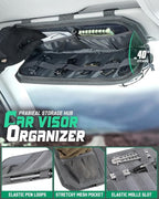 LIVANS Tactical Car Sun Visor Organizer, Automotive Semi-Rigid MOLLE Panel with Zipper Storage Pouch & Glasses Clip, Universal Fit for Trucks, SUVs, Jeeps & Patrol Vehicles (Gray)