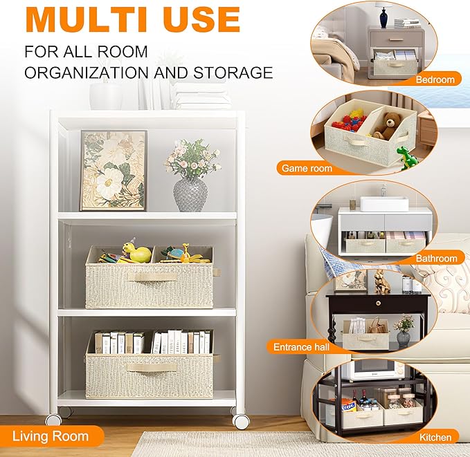 Closet Storage Bins 6 Pack, Large Closet Organizer Baskets with Divider & Handles,Trapezoid Fabric Shelf Organizers, Collapsi