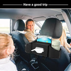 7-In-1 Car Seat Back Organizer with Cup Holders, Tissue Box, Garbage Can&Hooks, Multifunctional Headrest Storage Organizer, Headrest Cup Holder for Backseat, Car Accessories for Trips, Travels(Black)