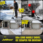 Jardineer Ice Scraper for Driveway, 60" Long Handle Snow Shovel with Thickened Blade, Multifunctional Metal Flat Shovel for Walkway, Garden, Garage Floor and Outdoor Cleaning