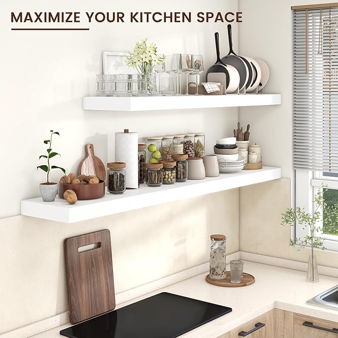 Floating Shelves for Wall, 72 Inch Wide x 12 Inch Deep Floating Shelves, Long Wood Floating Wall Shelf Shelves for Living Roo