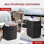 Simple Deluxe Car Trash Can With Lid, Storage Pockets, Leak-Proof Garbage Container, Adjustable Straps, Waterproof, Portable, Collapsible, 2 Gallon, Black