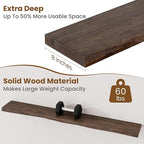 Floating Shelves for Wall Decor, Rustic Solid Elm Wood Live Edge Floating Shelves Wall Mounted, Wall Shelves with Invisible B