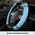 Road Comfort Leather Steering Wheel Cover – Premium Anti-Slip Car Steering Wheel Grip Cover – Universal Fit for 14.5”–15.5” C
