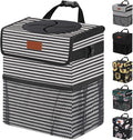 3 Gallons Car Trash Can with Lid, Car Trash Bag Bin Hanging Waterproof Automotive Garbage Cans Leak Proof Vehicle Trash Can Stripe