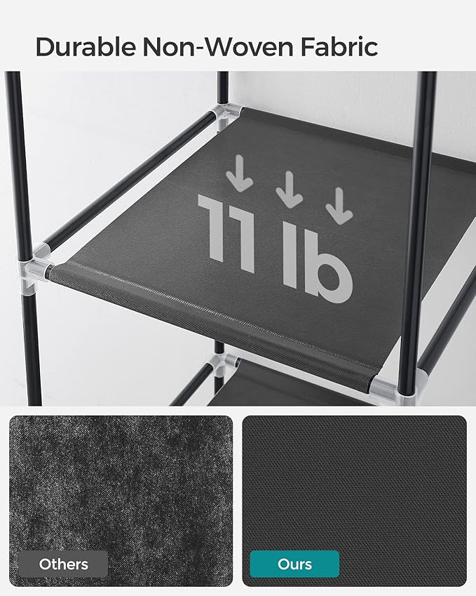 SONGMICS Portable Closet, Fabric Wardrobe, Clothes Rack with Shelves, Pockets, Large Capacity, 1 Hanging Rod, 34.6 x 17.7 x 6