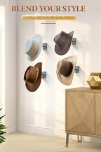 Cinati Cowboy Hat Rack for Wall, 4 Pack Cowboy Hat Holder Wall Mount, Western Rustic Metal Cowboy Hat Hanger, Hat Hooks for C
