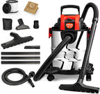 Shop-Vac 5 Gallon 4.0 HP Wet/Dry Vacuum with Blower Function, Stainless Steel Tank, Portable Shop Vacuum with Wheels, Include
