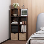 Cube Storage Organizer, 3 Cube Retro Bookshelf, Freestanding 3 Tier Open Shelf, Rustic Brown Retro Shelves for Home Office, B