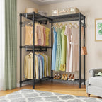 VIPEK L4 Garment Rack L Shaped Clothes Rack for Corner, Freestanding Portable Wardrobe Closet Heavy Duty Clothing Rack with 3