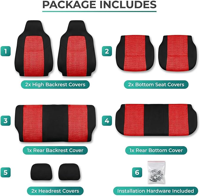 FH Group Automotive Full Car Seat Covers for SUV, Trucks, Sedan and More - Universal Fit Front High Back & Rear Solid Bench D