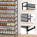 Large Shoe Rack 12 Tier Shoe Organizer, Heavy Duty Metal 6-Tier Stackable Shoe Storage Vertical Shoe Rack for Closet Front Do