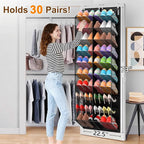 UVIAHOMI 30 Pairs Over the Door Shoe Organizer, Breathable Mesh Pocket Hanging Shoe Storage for Closet, 10-Tier Door Shoes Ra