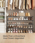 SONGMICS Shoe Rack, 4-Tier Shoe Organizer, Metal Storage Shelf, Upright or Upside Down, for 25-30 Pairs, Stackable, for Entry