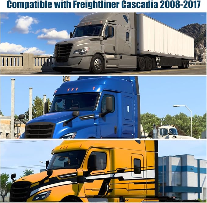 Side Window Sun Shade for Freightliner Cascadia 2008-2017, Custom Fit 210T Reflective Sunshade for Semi Truck, 6-Layer Heat Insulation Privacy Protector, Block 99% UV Rays, 2PCS