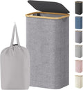 Lifewit 100L Laundry Basket with Lid, Clothes Hampers for Laundry with Bamboo Handles and 1 Removable Bag, Large Foldable Lau