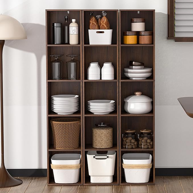 5 Cube Storage Organizer, Narrow Open Shelf Bookcase, Freestanding 5 Tier Low Display Bookshelf for Home Office, Living Room,