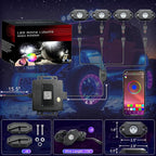 LivTee RGB LED Rock Lights Kit, 4 Pods Waterproof Underglow Neon Lights with Bluetooth App Control - Multi-Color & Music Sync Wheel Light for Trucks SUV UTV ATV RZR Golf Cart