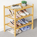 Smiry Bamboo Shoe Rack for Closet, 3 Tier Small Wooden Stackable Shoe Organizer, Free Standing Shoes Storage Shelf for Entryw