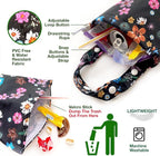 Waterproof Car Trash Bag Reusable Portable Garbage Can with Drawstring Top Adjustable Hanging Strap Leakproof & Washable for Cars SUVs & Trucks (Small Flowers)