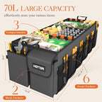 HOTOR Foldable Trunk Organizer - SUV & Sedan Compatible, 3 Compartments, Grey, 31.9x12.6x10.6 Sturdy Car Organization