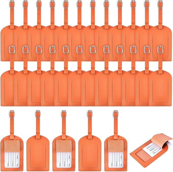 Dunzy 30 Pieces Leather Luggage Tag Women Identifiers Travel Suitcase Tags for Luggage Travel Backpack Bag Wedding Favors Wom
