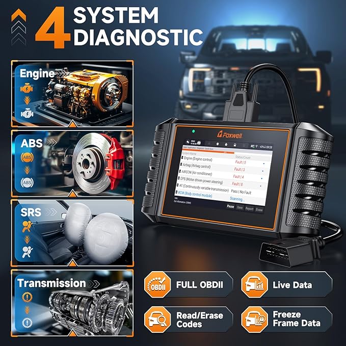 2026 FOXWELL NT716 Bidirectional OBD2 Scanner, 4-System Diagnostic Tool for ABS, SRS, Transmission & Engine, 9 Reset, ABS