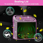 Accmor Bling Car Trash Can with Lid, Vehicle Trash Bin Car Dustbin Garbage Organizer Storage, Sparkling Crystal Mini Auto Trash Bags Holder Container with 30pcs Garbage Bags for Cars, SUV, Truck