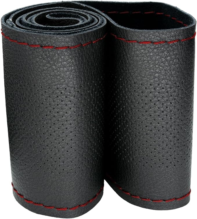 AUTOXBERT 38cm/15 Genuine Leather DIY Steering Wheel Cover Soft Hand Sewing On Wrap Cover with Needles Thread fit for VW Ford