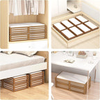 Wisuce Bamboo Under Bed Storage Containers- Underbed Organizer with Wheels with Large Dust Bag,Sturdy Wood Rolling Under the 