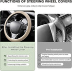 【2025 Model】 Breathable Soft Leather Car Steering Wheel Cover for Men Women, Non-Slip, Comfortable,Universal 15 inches Steeri