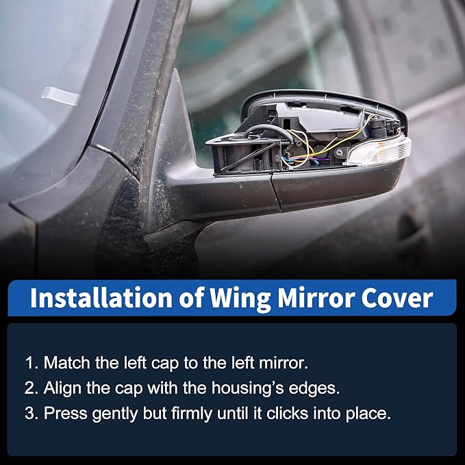Motoforti Left Side Wing Mirror Cover for Toyota RAV4 2019-2025, Car Rear View Mirror Cover Cap No.87945-42160, Car Exterior Door Side Rearview Mirror Cap Mirror Housing, Glossy Black