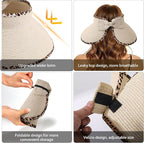 Sun Visor Hat for Women, Wide Brim Straw Summer UV Protection Hat, Foldable Roll-up Packable Beach Cap