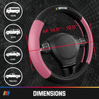NASCAR Steering Wheel Cover, Two-Tone Pink Leather Patchwork, Universal Fit 14.5"-15.5" Steering Covers for Cars, Anti-Slip, 